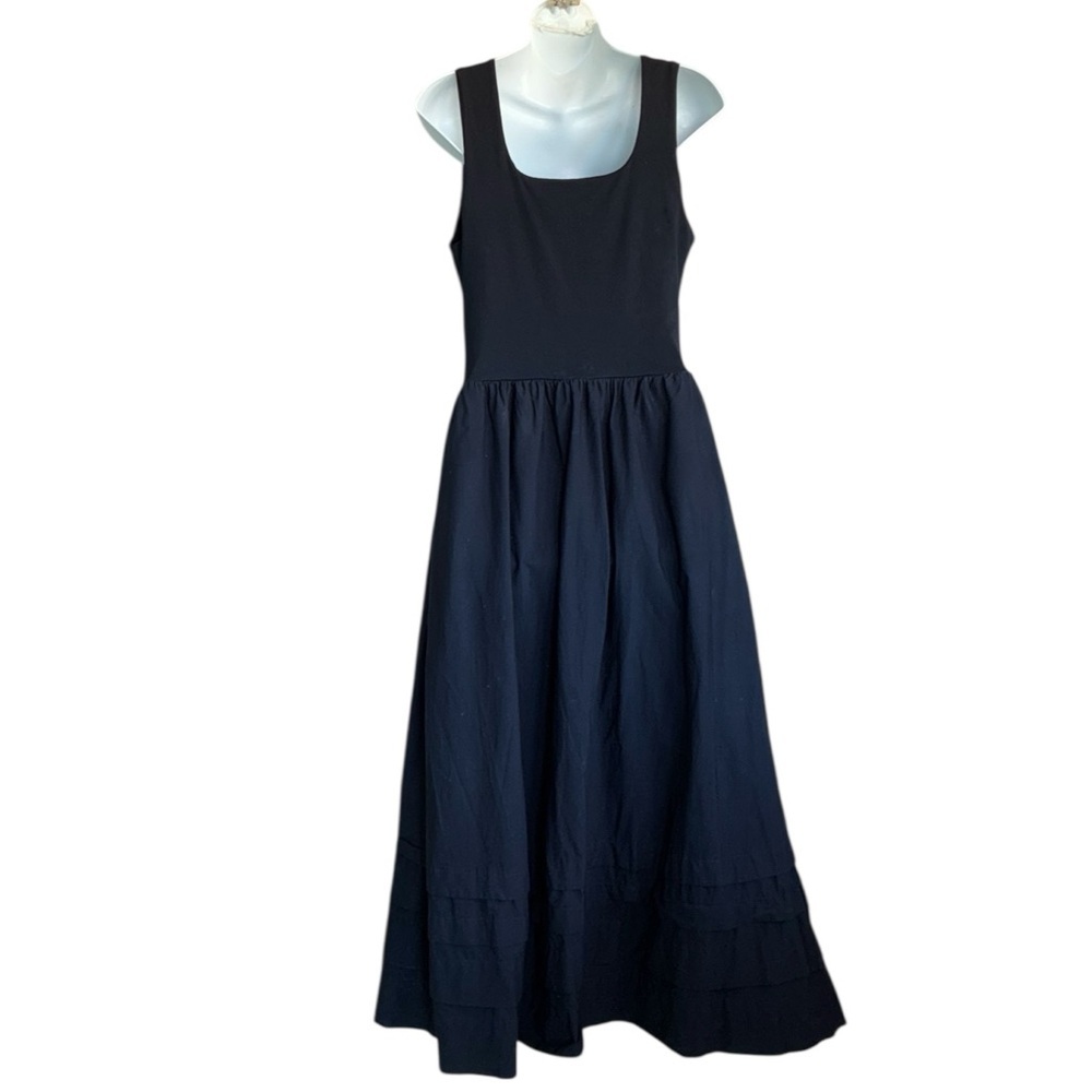 J. Crew Women's Elegant Black Tank dress with knit top and full tiered skirt. M - Picture 4 of 15